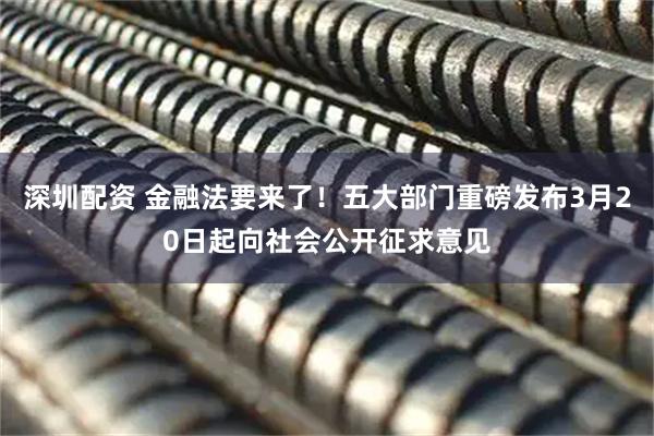 深圳配资 金融法要来了！五大部门重磅发布3月20日起向社会公开征求意见