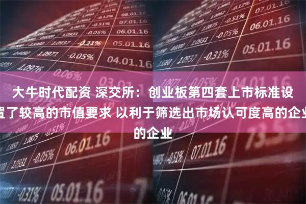 大牛时代配资 深交所：创业板第四套上市标准设置了较高的市值要求 以利于筛选出市场认可度高的企业